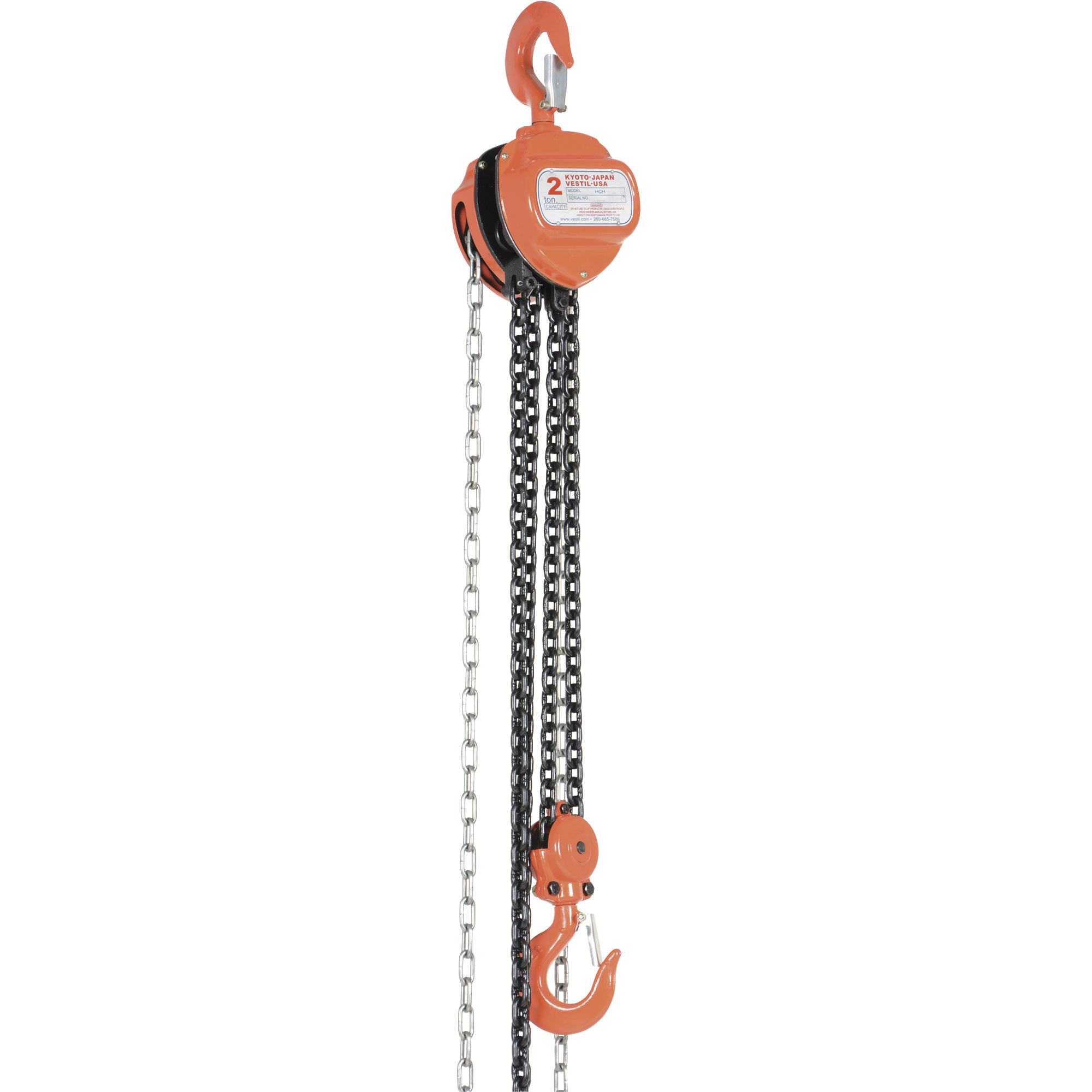 Vestil Hand Chain Hoist - 2-Ton Capacity, 20ft. Lift, Model# HCH-4-20